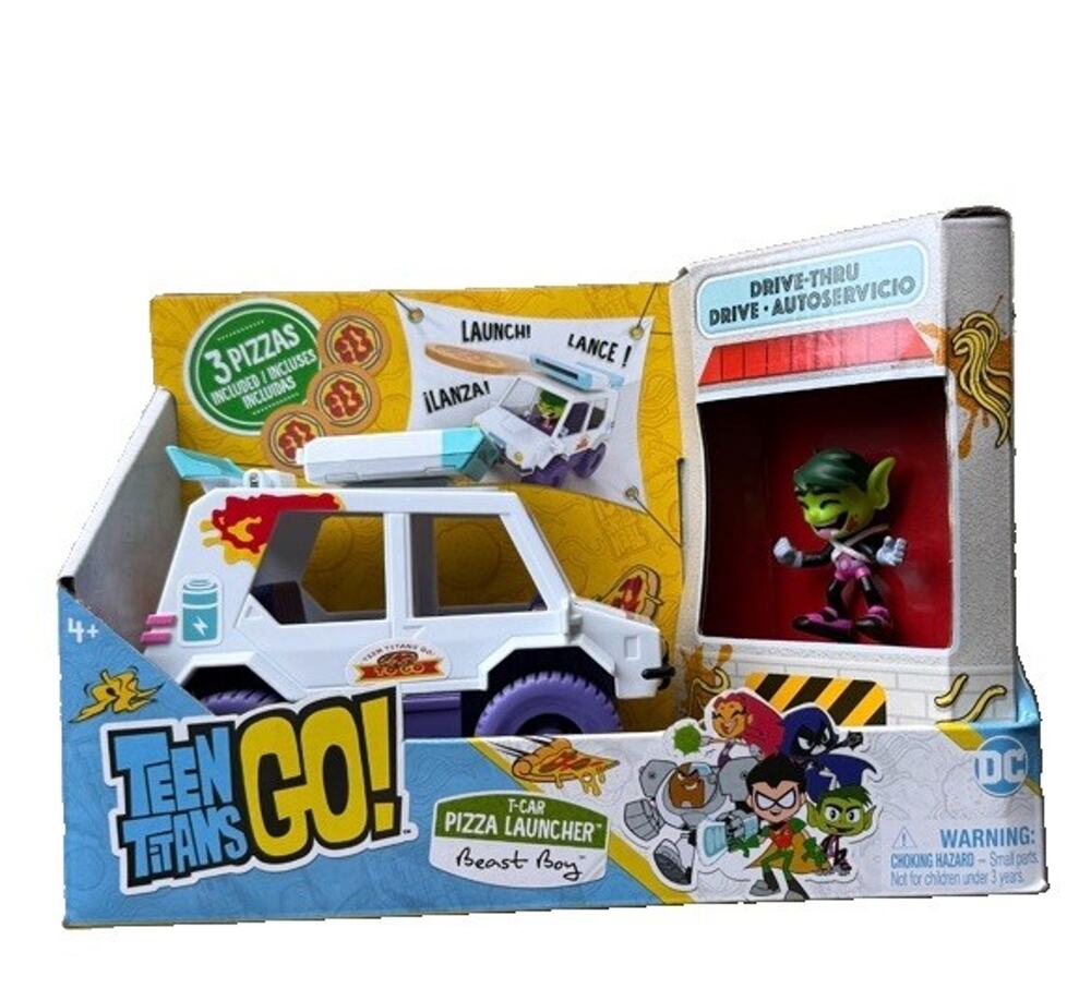 DC Comics Teen Titans Go! T-Car Pizza Launcher, Beast Boy Action Figure Set with